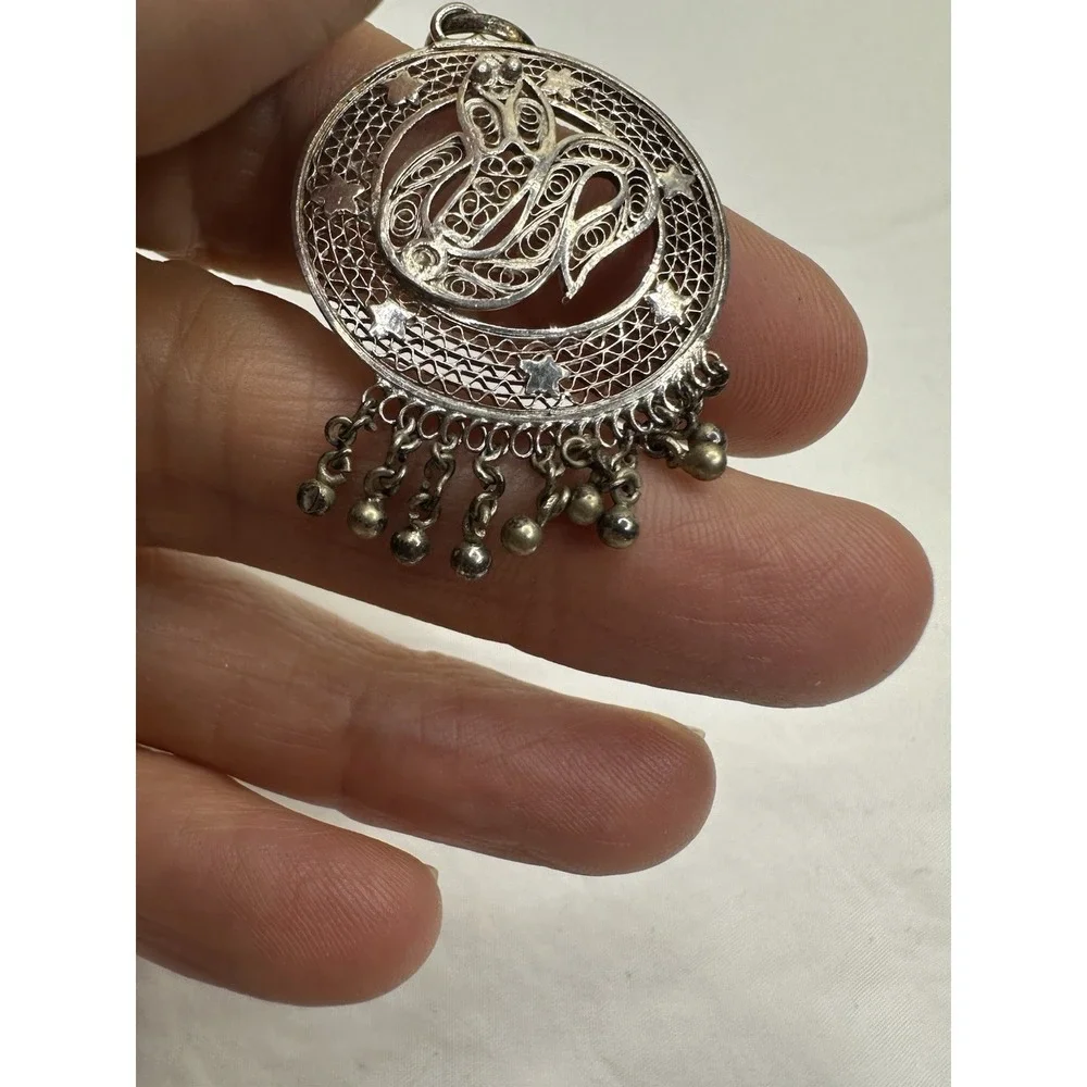 Snake Charm Silver Filigree‎ Dangle Charm Balls Stars Round Open Pendant